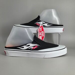 Vans Mens Size 7 ASAP Worldwide Slip On Mule Black White Flame Streetwear Skate